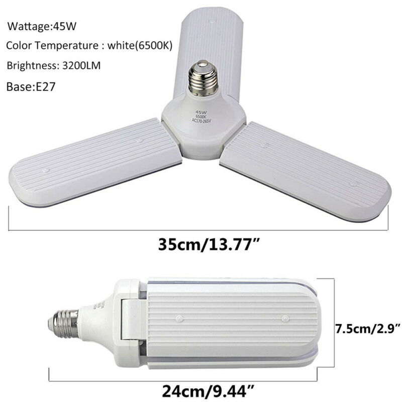 Ledet garasje butikk arbeidslys hjem takarmatur deformerbar lampe 60w e27