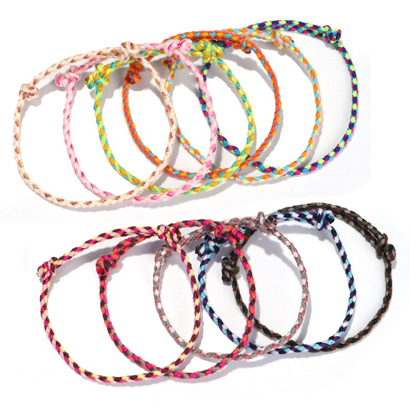 Pulseira prateada da sorte tibetana feminina, bracelete de corda com nó na cor boho