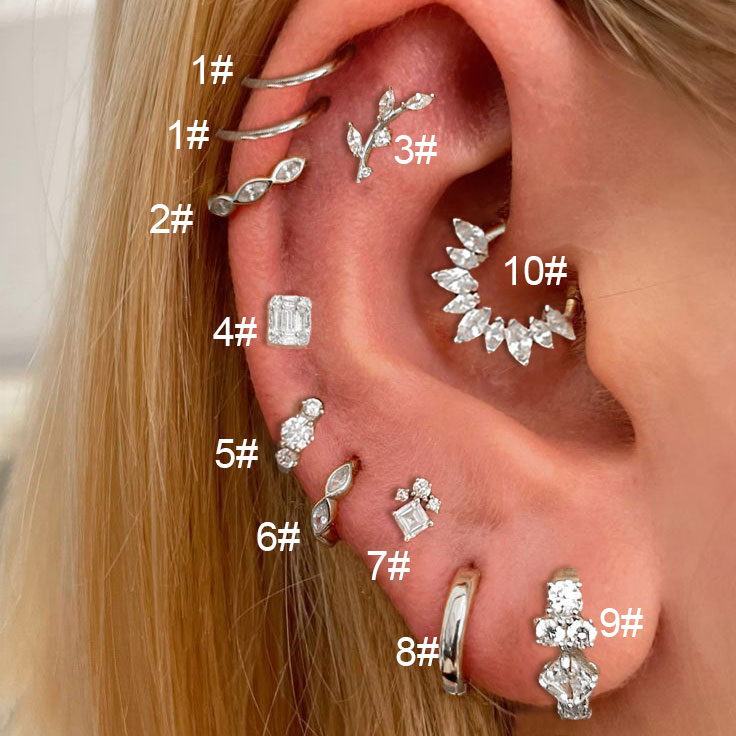 Semkeiyee Hoop Øreringe i Rustfrit Stål med Zirkonia Krystal til Kvinder - Helix, Tragus, Lobe, Brusk Smykker - Guld & Sølv Tonet: Gul / Forsølvede