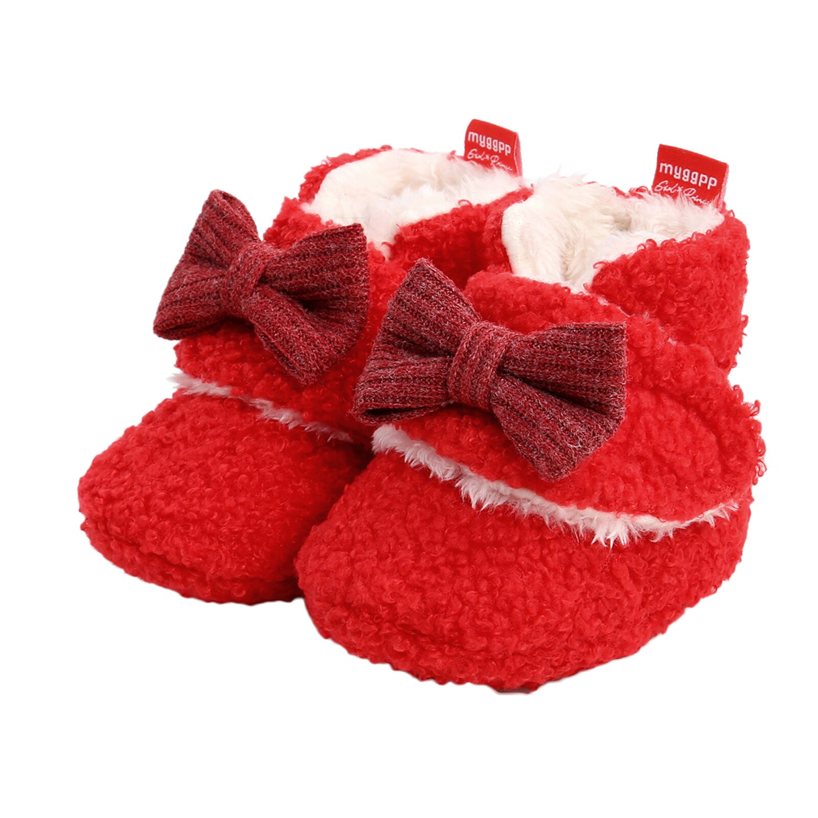 Baby-schneestiefel für mädchen, winterschuhe, einfarbig, fleecefutter, warm, rutschfest, lauflernschuhe 0-18m: B / 7-12 monate