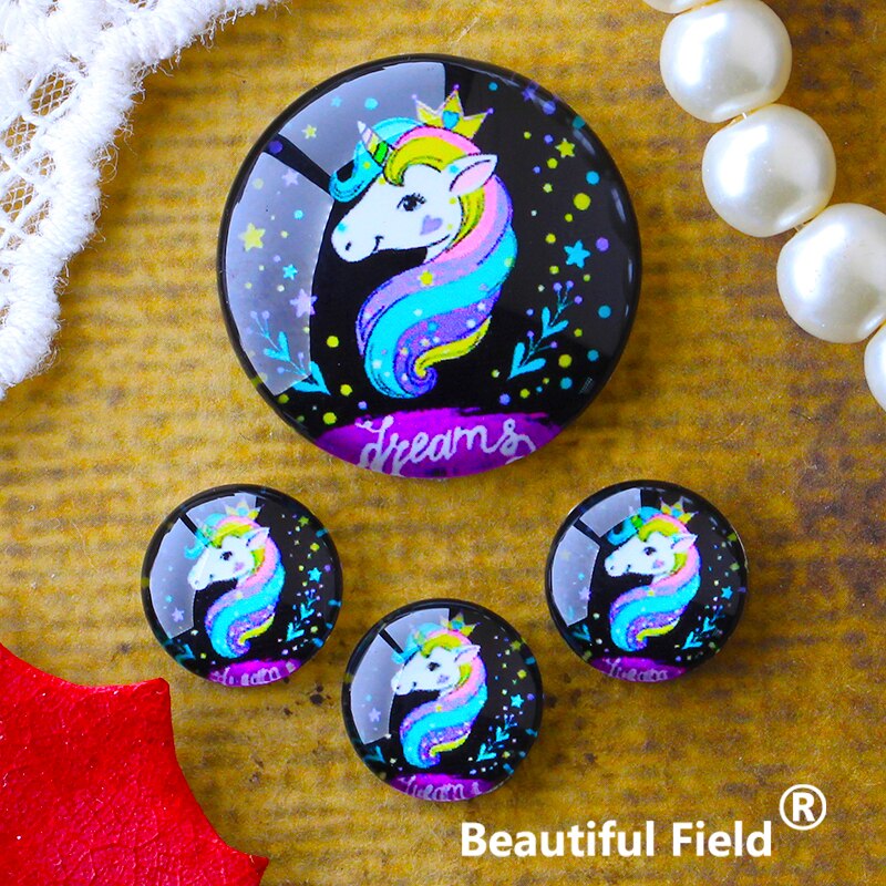 12mm 25mm 14mm 16mm 18mm 20mm szklane kaboszony ze zdjęciami okrągłe Cameo zestaw ręcznie robione ustawienia 30mm jednorożec AJ1143652