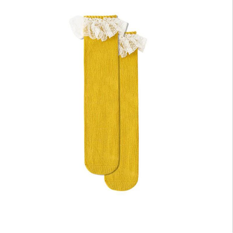 calcetines de niñas bebé largo Calcetines niños de la longitud de la rodilla de algodón suave bebé NIÑOS Calcetines de 1-6 años hasta la rodilla Calcetines: Amarillo