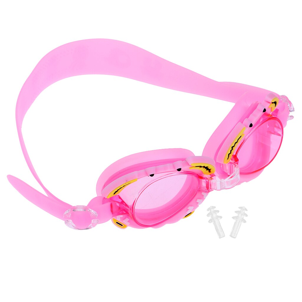 Kids Swimming Goggles Glasses With Silicone Fame Adjustable Strap Pink: Pink