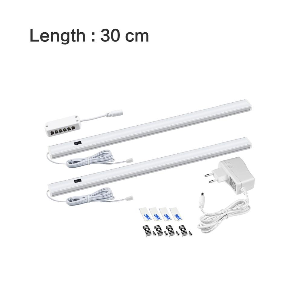5W 6W 7W Hand Scan fegen Sensor LED Küche Schrank Lichter 12V Aluminium Profil LED Band rohr lampe Hintergrundbeleuchtung Streifen 30/40/50cm: 2x30cm mit EU Energie / Weiß