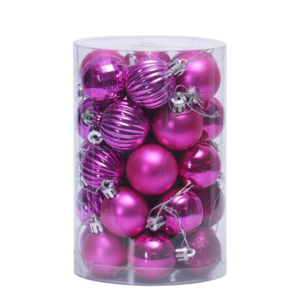 34 stuks kerstboomversieringen, kerstballen, feestversiering, bruiloftsversiering, festivaldecoratie: Rozenrood