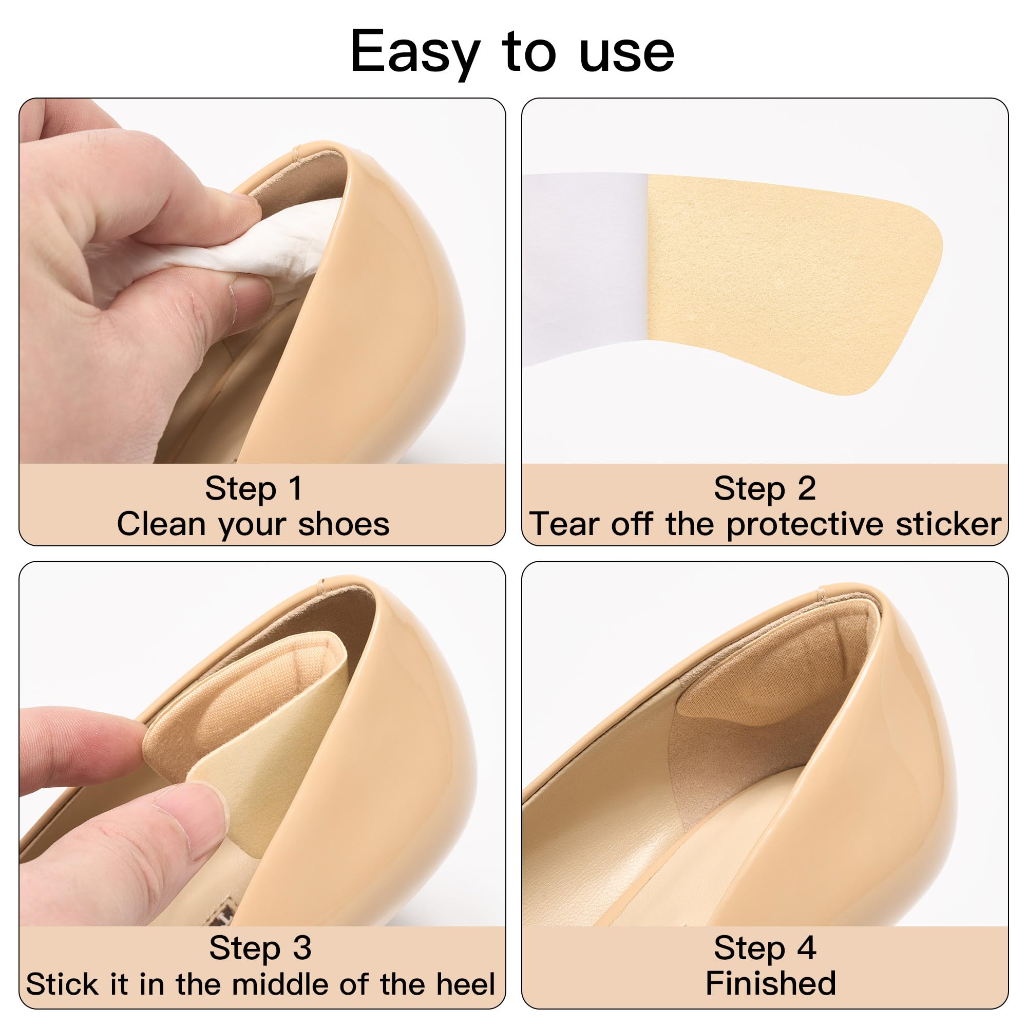 8 Pcs Heel Pads For Too Big Shoes Self-Adhesive Heel Protectors Heel Inserts Improved Shoe Fit And Comfort Prevent Heel Slip