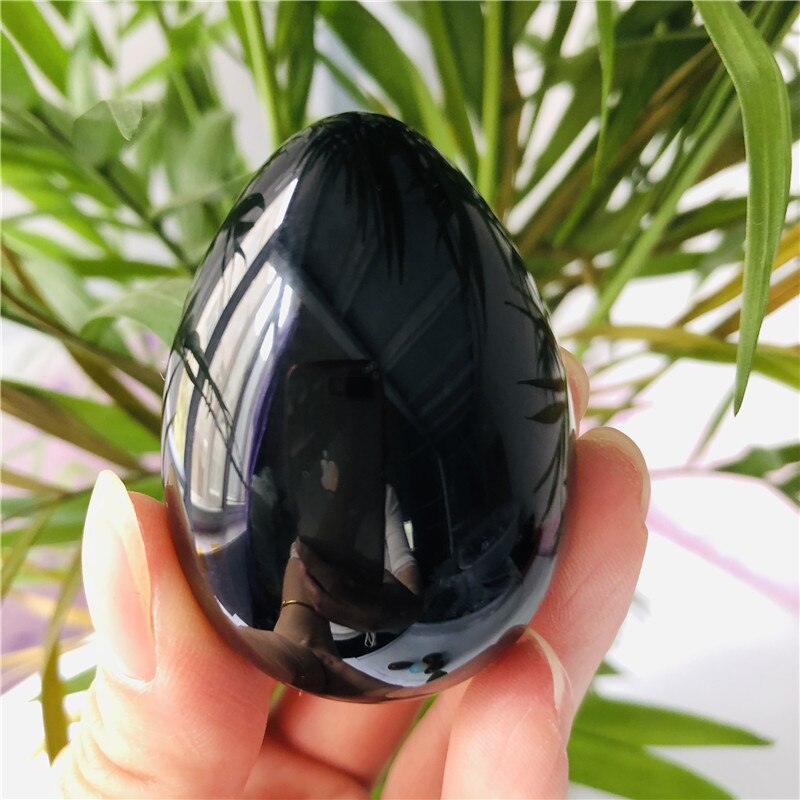 Natural Black Obsidian Crystal Ei Bal Magic Sphere Healing