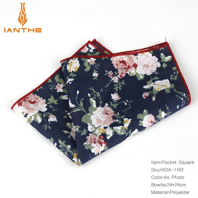 Vintage styles mærke lommetørklæde blomsterprintet lomme firkantet bryllupsfest jakkesæt hankies til mænd lomme håndklæde hanky: Ia1162