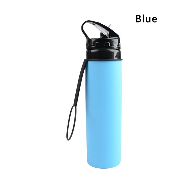 Vandflaske silikone sport vandflaske udendørs vandring vandflaske bærbare isolerede flasker til camping køkkenudstyr: Blå