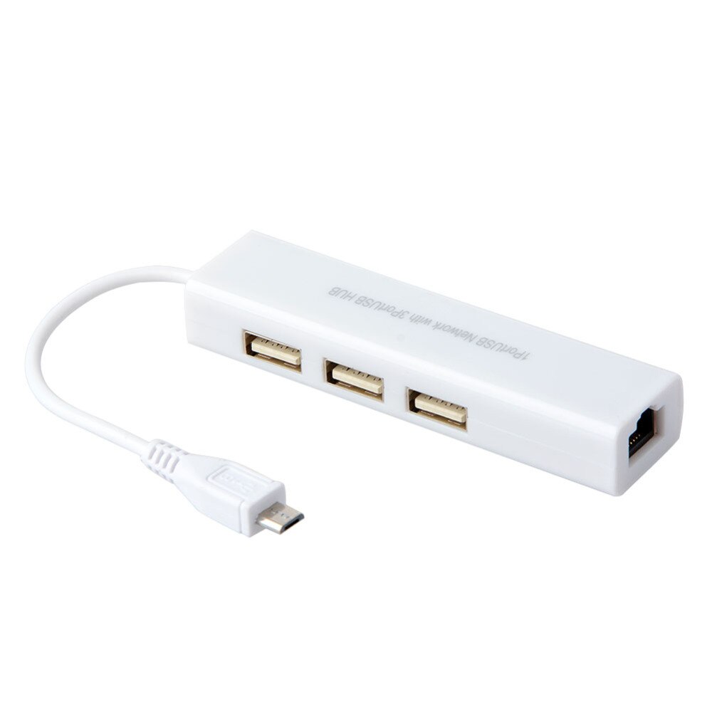 Adapter 1Port Usb Network Met 3 Port Usb Hub Adapter Micro Usb Naar Netwerk Lan Ethernet RJ45 Adapter Met 3 Poorten