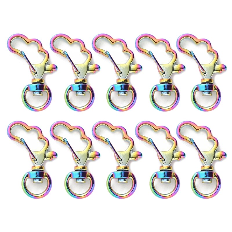 10 stuks regenboog metalen karabijnhaak kreeftensluiting lanyard met sleutelhanger voor sleutelhanger hart ster kat sleutelhanger open bezel diy tassen findi: 9