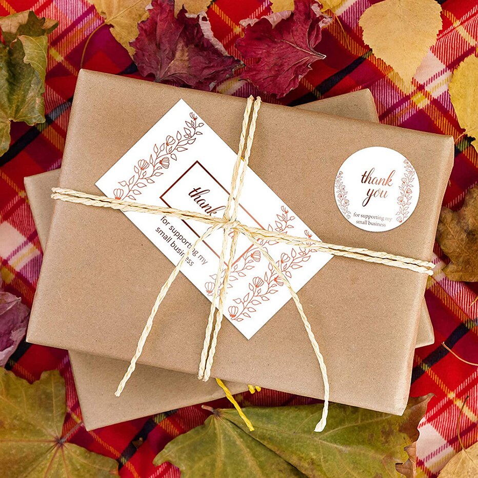 50pcs Gold Foil Thank You Cards Birthday Party Baby Shower Wedding Packing Decoration Cards Label Stickers