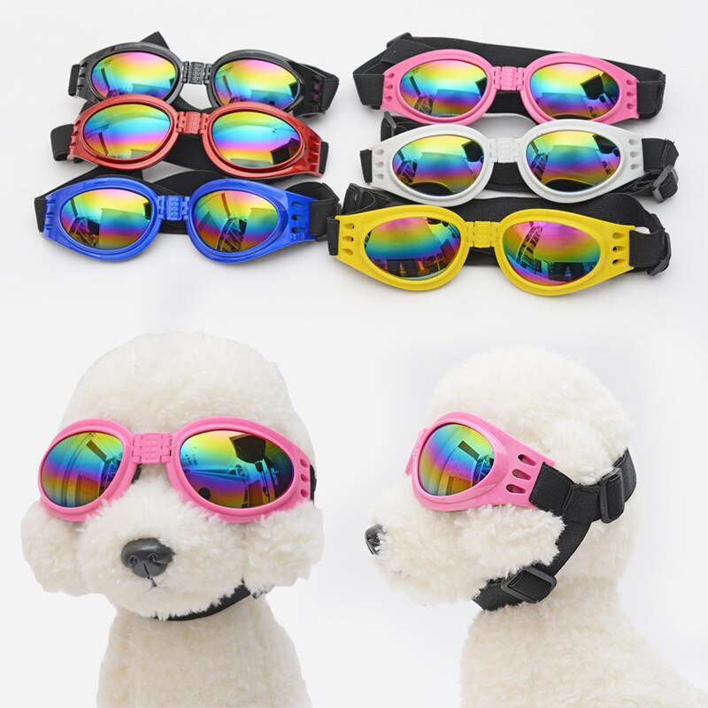 Herlige kek hundehjelme til motorcykler med solbriller cool abs hundehue hjelm plastik kæledyrsbeskyttelse: Tilfældig farve
