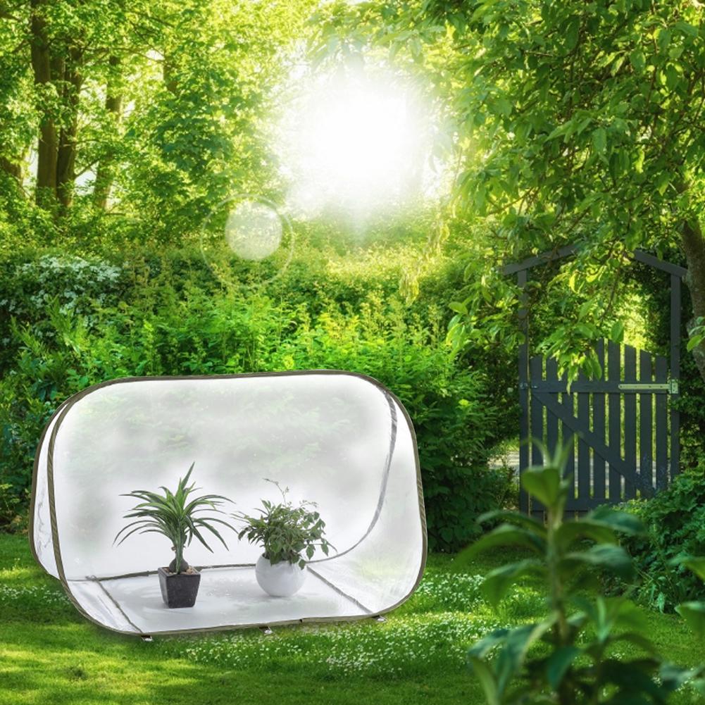 Pvc hopfällbart växthus mini blomma hus plantering lock triangulär blomma genomskinlig isolering lock blomsterskjul 30e