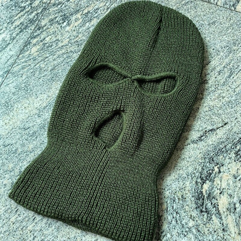 Frauen Ski Maske Männer Winter Warm Skifahren Radfahren 3 Loch Winddicht 3-Loch Gestrickte Sturmhauben Haube Kappe Volle gesicht Maske Im Freien: Armee Grün