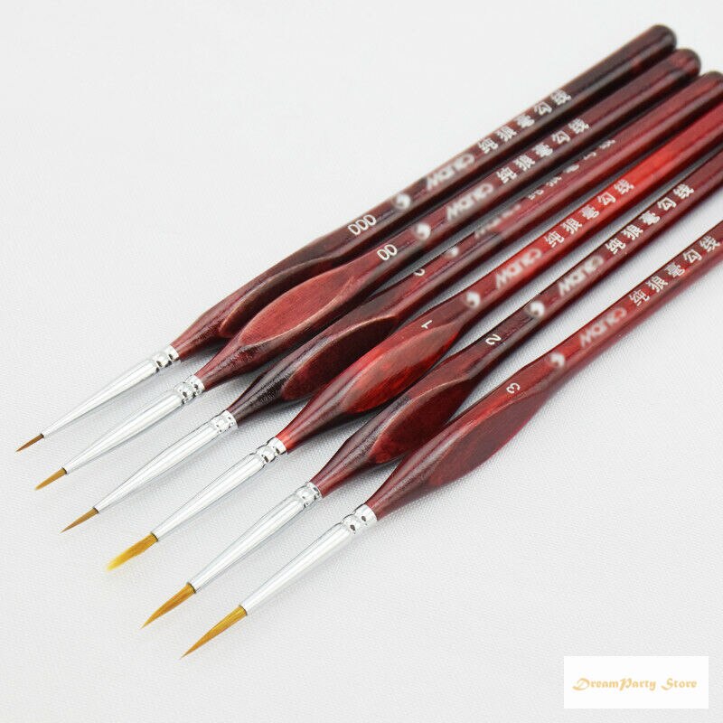 6PCS Pro Artist Miniature Paint Brush Set 000, 00, 0, 1, 2, 3 Art Model Maker