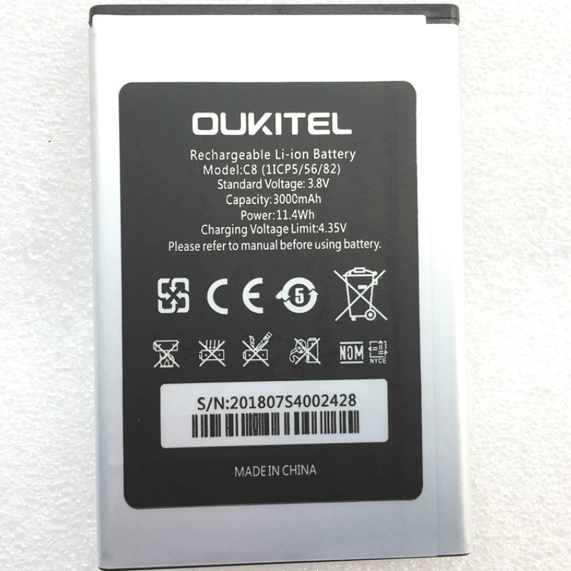 3000 mAh Batterij Voor Oukitel C8 Mobiele telefoon batterij