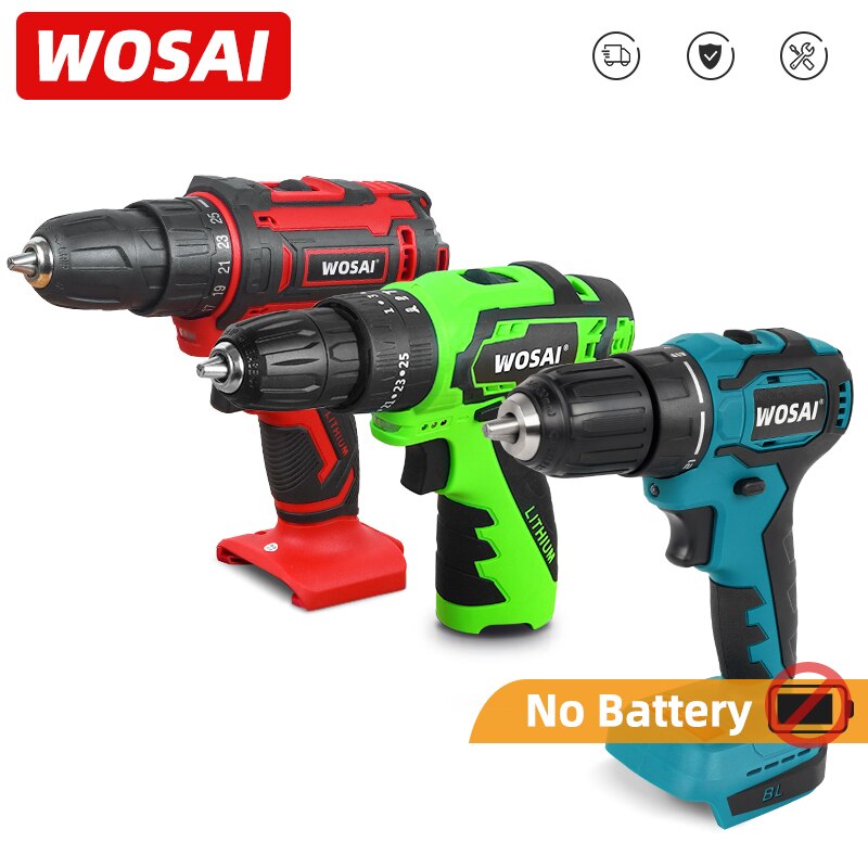 WOSAI 12V 16V 20V bezszczotkowy wiertarka elektryczna 28NM-115NM wkrętarka bezprzewodowa mini śrubokręt elektryczny wiertarka udarowa