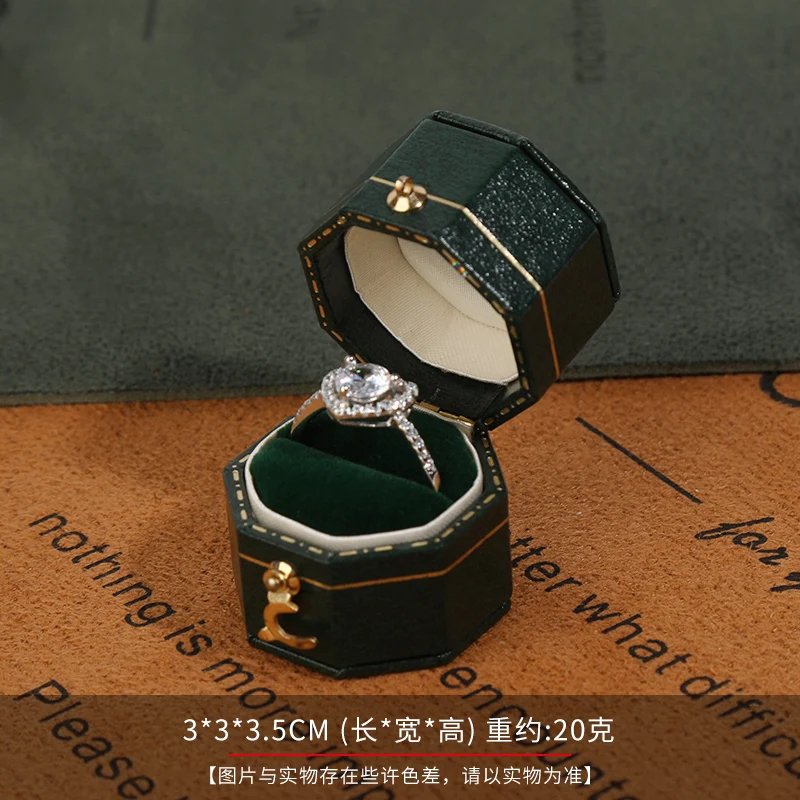Caja pequeña para anillos de joyería para anillos de propuesta, ceremonia, bodas o ocasiones especiales, caja para anillos para mujeres y niñas con ranura única: Verde