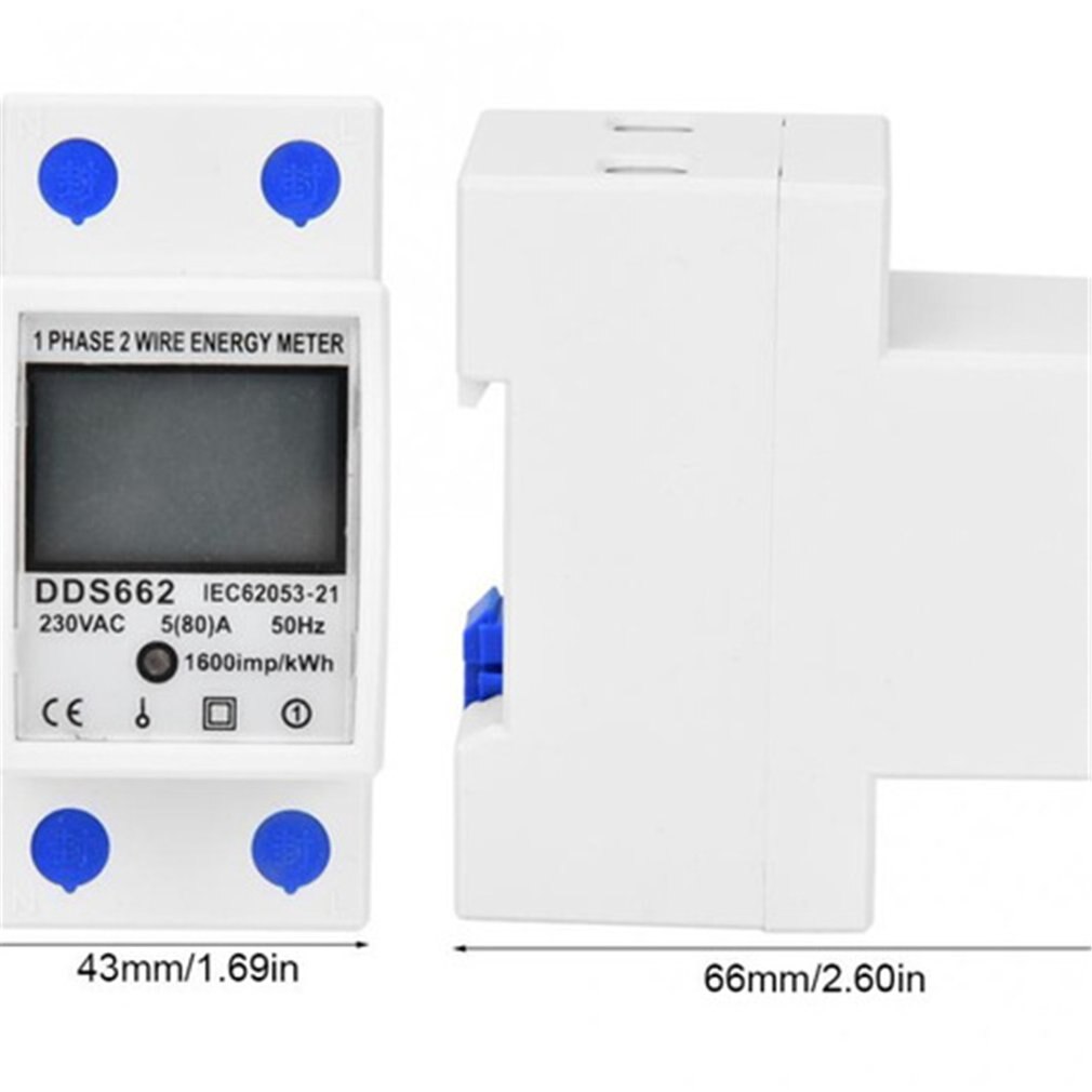 Backlit Single Phase Two Wire LCD Digital Display Wattmeter Power Consumption Energy Meter kWh AC 230V 50Hz Din Rail