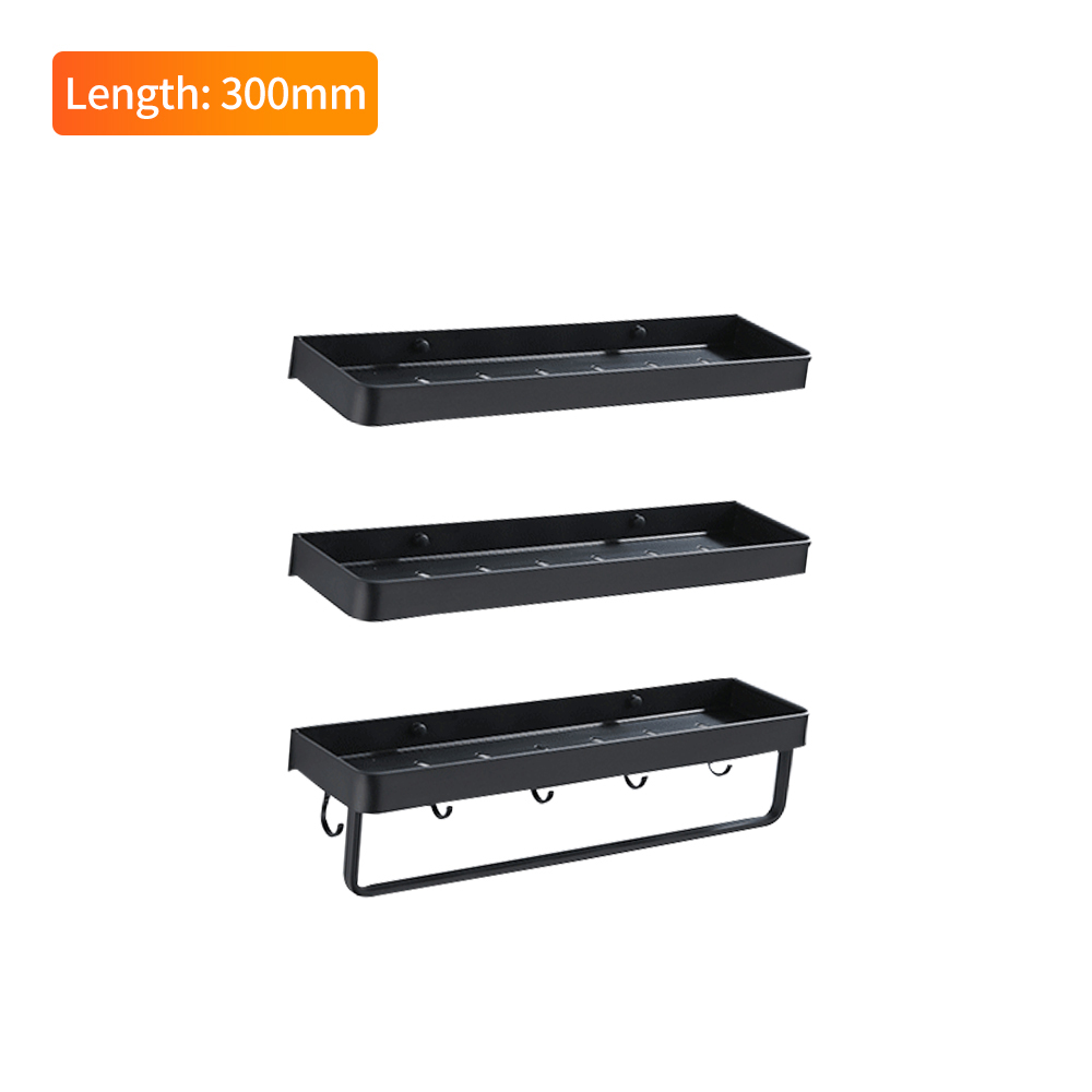Badkamer Zwart Metalen Lange Muur Haak Planken Douche Rack Diy Coat Handdoek Plank Unit Ideeën Kleine Plank Organisator Opslag Planken: 30cm Shelf 2AB