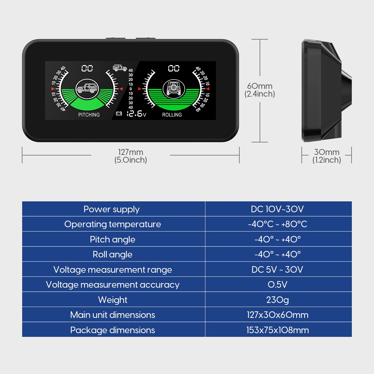 Inclinómetro Digital M60 Para Coche - GPS, ángulo De Inclinación, Velocidad Y Altitud Para Todoterrenos