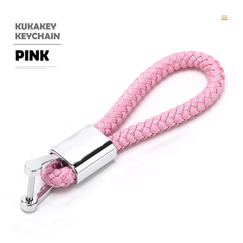 Car Keychain Keyring Braided Rope Key Chain Pendant for Toyota womenm men's business waist auto accessories 4s shop: long-pink for-Toyota