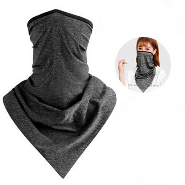 Cycling Face Bandana Outdoor Sports Women Men Headband Face Mask Neck Warmer Triangle Ice Silk Cool Scarf: Dark Gray