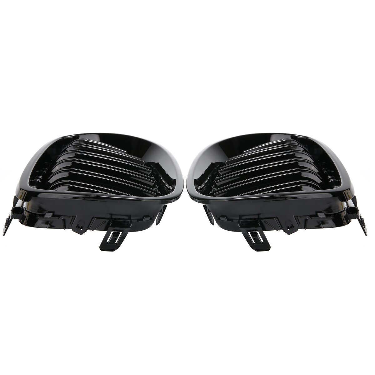 Mayitr 1 paar glanzend zwarte dubbele lamellen voorste nierengrille auto vervangend exterieur onderdeel voor bmw  e60 e61 m5 5 serie 2003