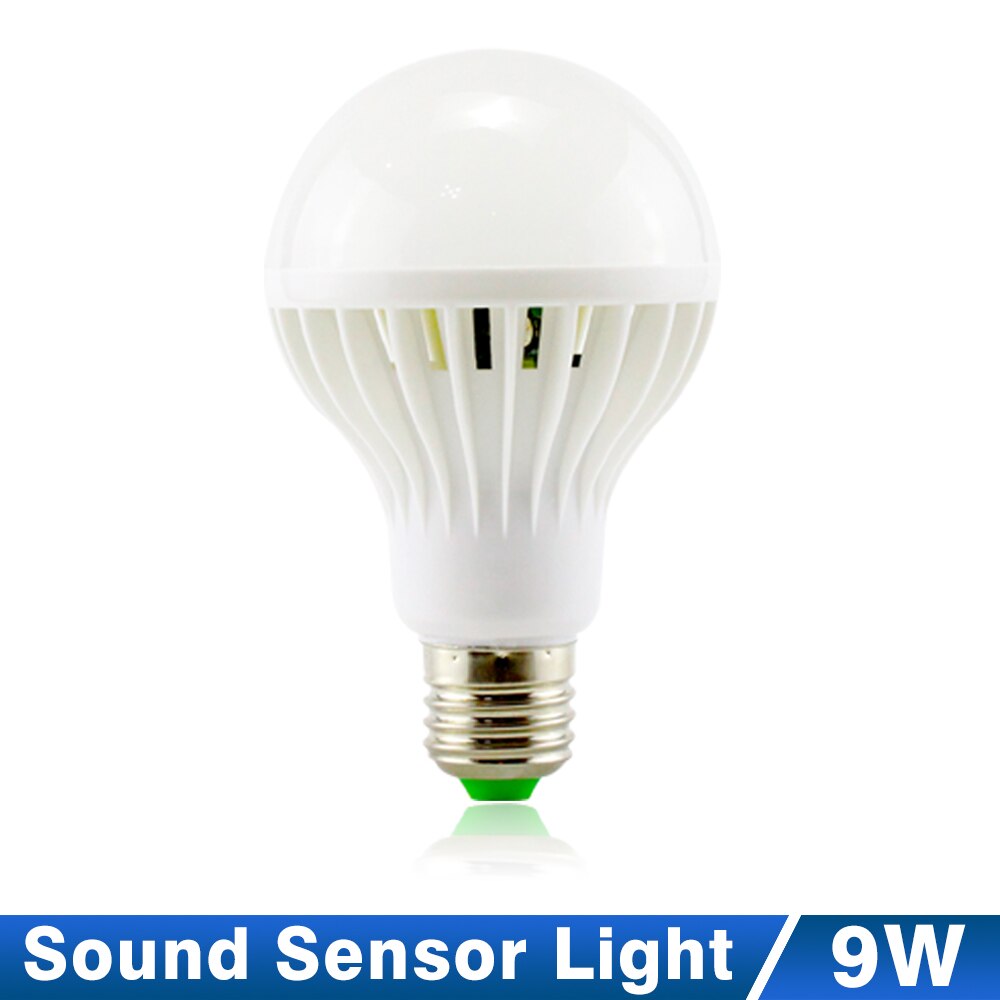 LED lamp PIR Infrarood Motion/Sound + Light Sensor Controle E27 3w 5w 7w 9w 12w automatische Smart Sensor Wit Lampada LED Lamp licht: Sound Sensor 9W