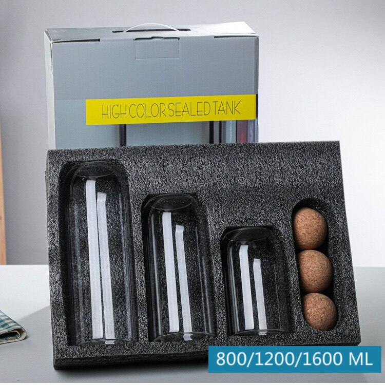 3 Stks/set Keuken Opslag Fles Transparante Glazen Pot Met Bal Kurk Deksel Graan Thee Blad Koffiebonen Snoep Organiseren Container