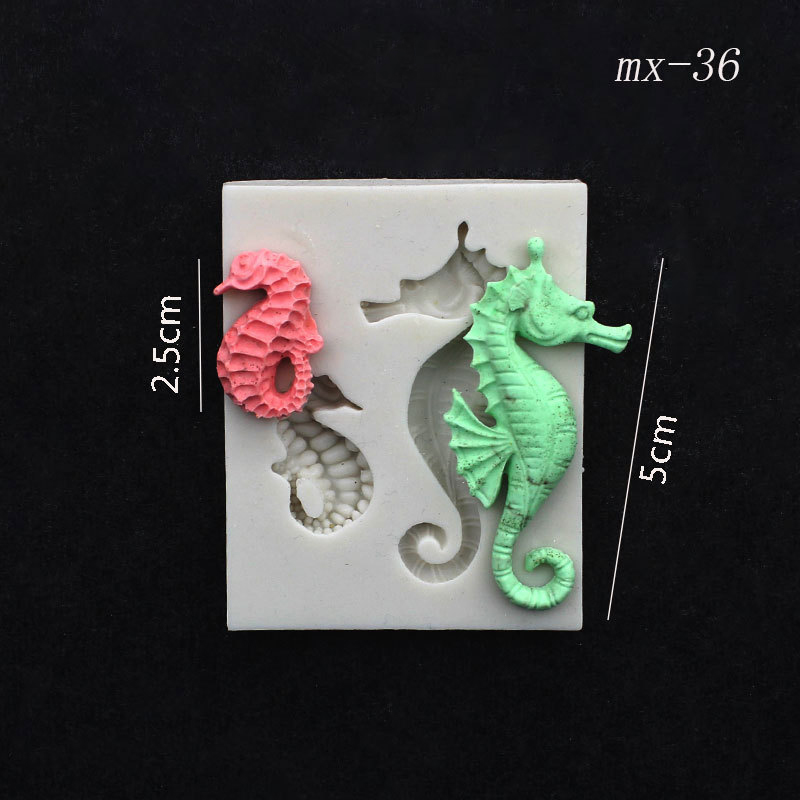 3D Shell Starfish Fondant Cake Mold Silicone Mold Set Mermaid Tail Sea Animal Cake Decorating Tools DIY Craft Fondant Molds: Beżowy