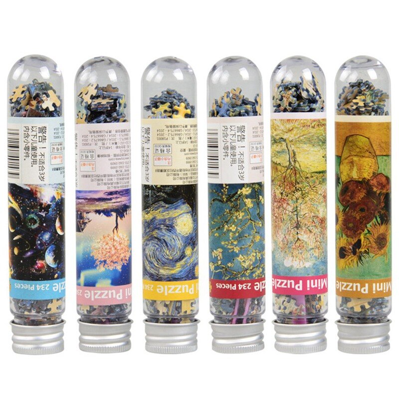 Children Fun Travel Puzzle Toys Famous Painting Landscape Test Tube Jigsaw Mini Puzzles Educational Toy