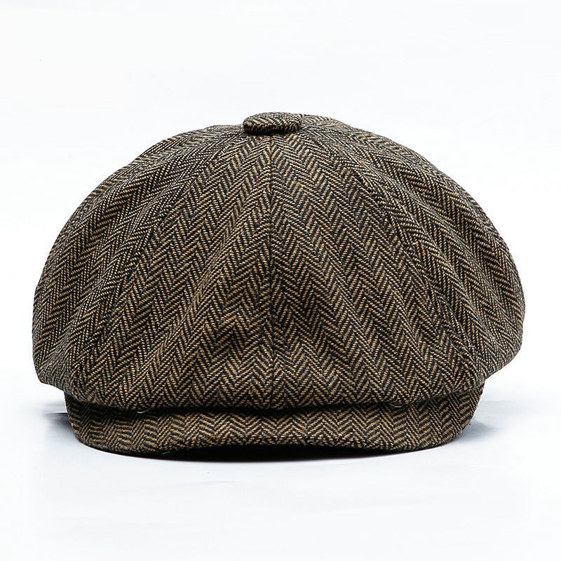 Gorros de Tweed para hombre y mujer, sombrero octogonal cálido, plano, Retro, Unisex, Otoño e Invierno