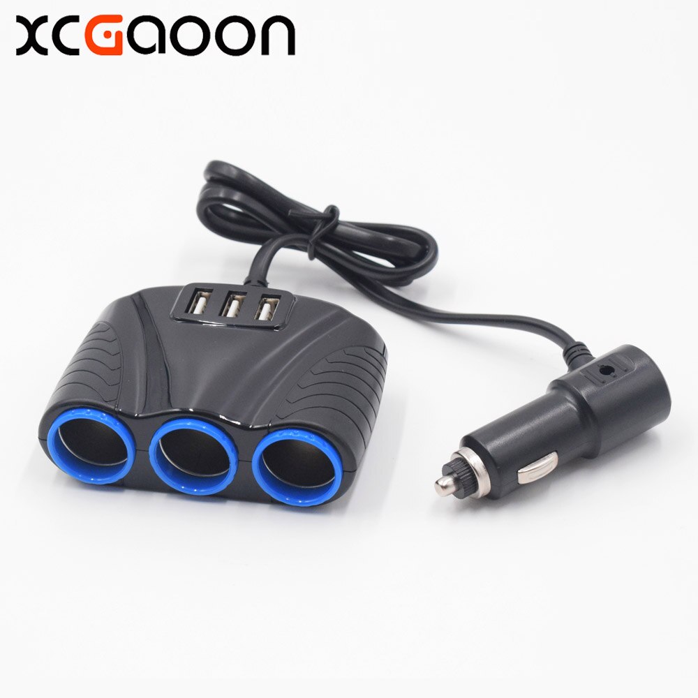 Xcgaoon 120W 3 Sockets Manier Auto Auto Sigarettenaansteker Met 3 Usb-poort 5V 3.1A Usb Autolader voor Alle Mobiele Telefoon Auto Dvr Gps