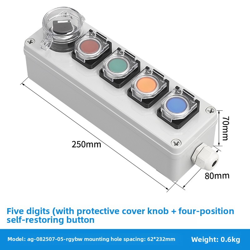 Push button switch, control box, mains switch, electrical control box, emergency start/stop indicator button, protective housing: Lavender