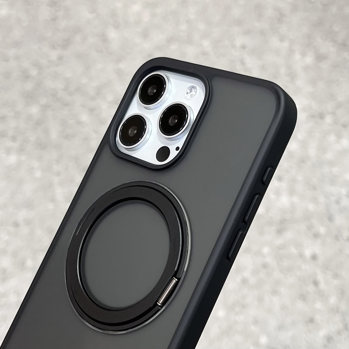 Draaibare standaard, magnetische, matte achterkant voor iphone 13, 14 , 15 pro max plus met ringhouder, magsafe telefoonhoesjes