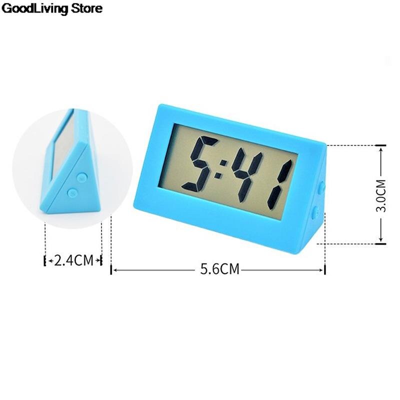 1PC Desk Digital Clock Lcd Screen Self-adhesive Bracket Car Clock Plastic Mini Time Clock Mini Triangle Clock