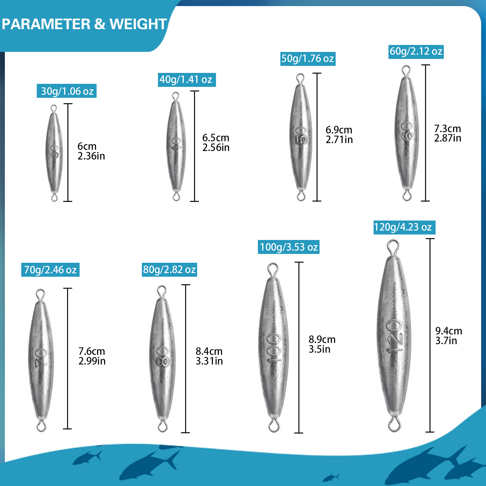 THKFISH 10pcs Fishing Weights Sinkers 30g 40g 50g 60g 70g 80g Shot Lead Sinker Bass Fishing Tackle Accessories