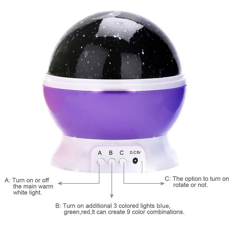 Nachtlampje Projector Spin Sterrenhemel Star Master Kinderen Kids Baby Slaap Romantische Led USB Lamp Projectie