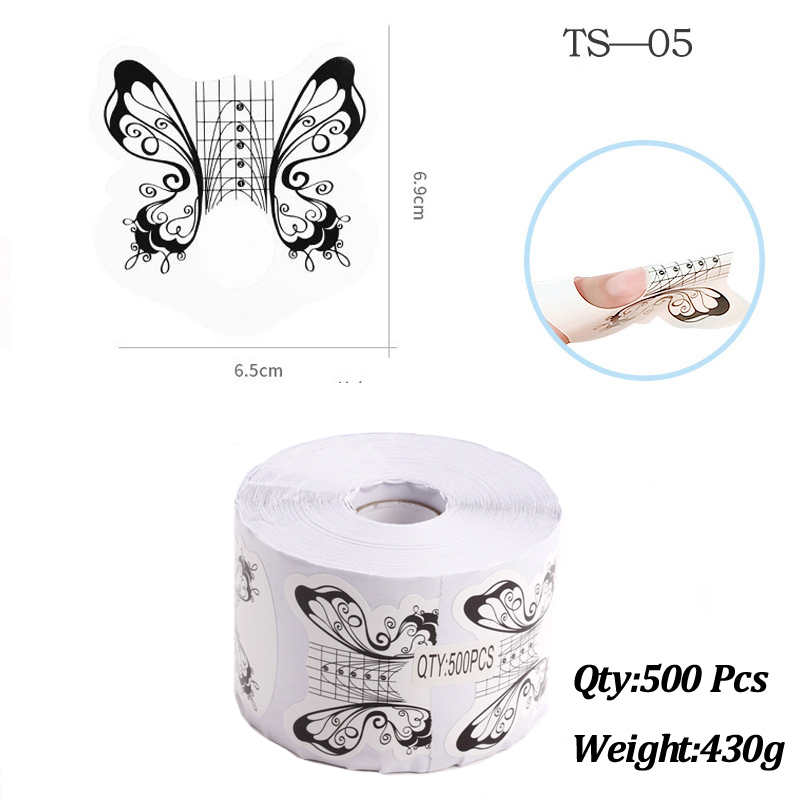 500 Pcs Nail Papier Extension Pochoir Formes Autocollants Titulaire pour Gel Acrylique Conseils Builder Français Nail Forme Astuce Faux Ongles Art Outils