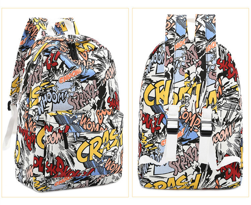 Cartoon Graffiti sac à dos toile femmes sac à bandoulière meilleur voyage adolescent fille garçons école sac à dos femme sac à dos sac à dos
