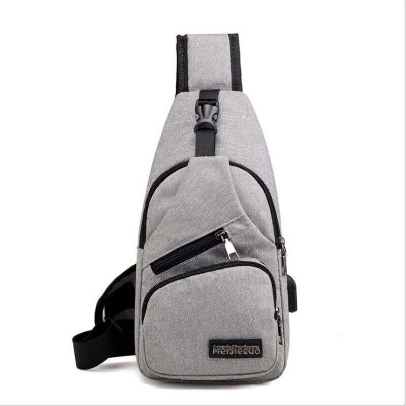 Bolso de hombro antirrobo para hombre, bandolera con carga USB, bolsos cortos de colegio de viaje, bolsos de mensajero: gray