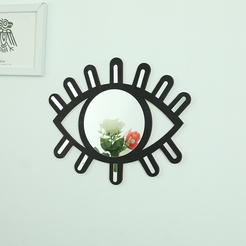 Scandinavische Stijl Houten Muur Spiegel Thuis Art Wall Decor Eye Maan Vormige