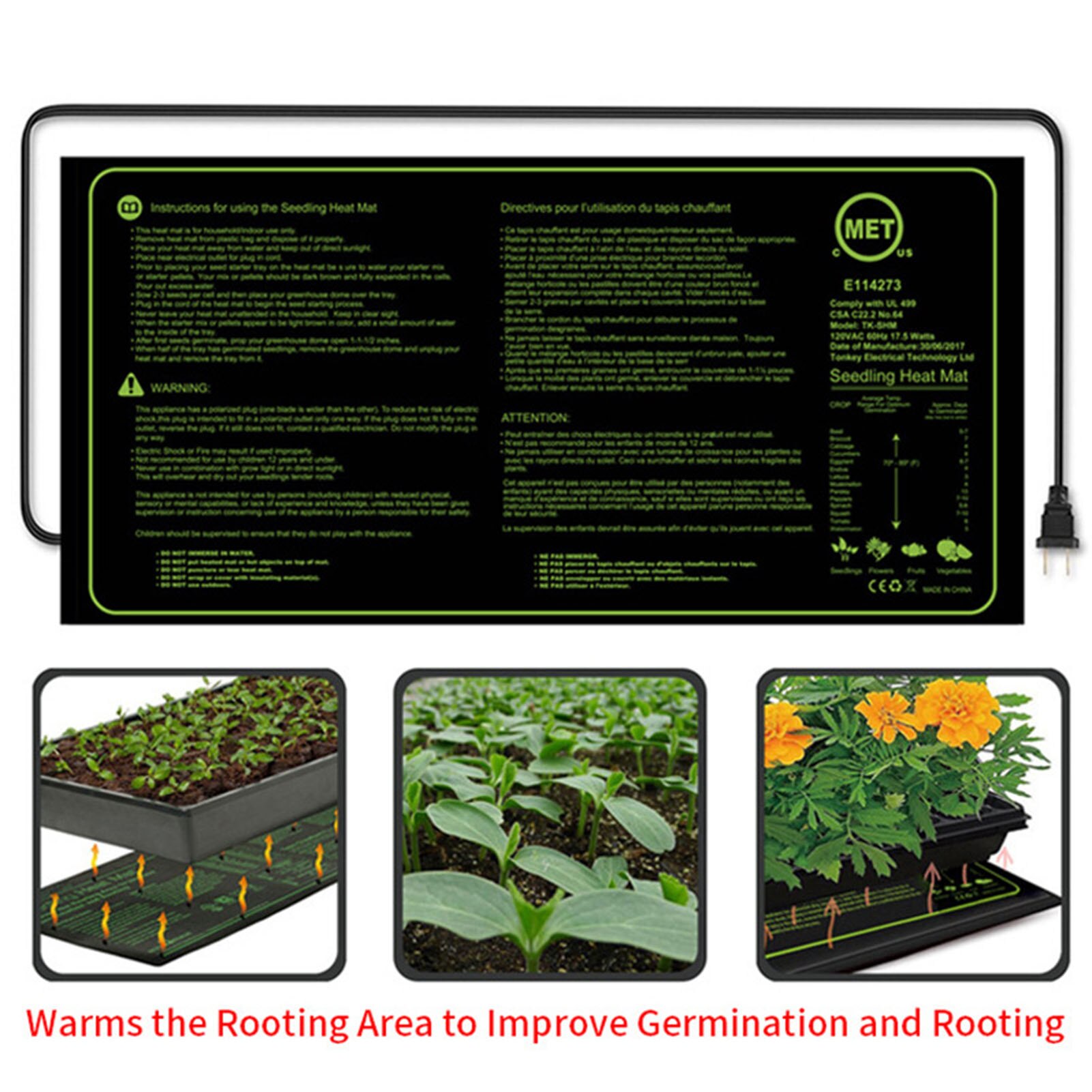 Waterproof Propagation Seedling Heating Mat 300V Plant Seed Germination Clone Nursery Heating Pad Garden Supplies