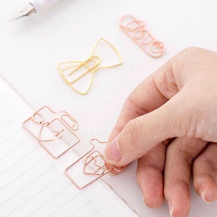5 stk/sæt mini rosa guld flamingo kamera sakura krone stjerne papirclips bogmærke foto memo billet ringbind klip kontor stationion