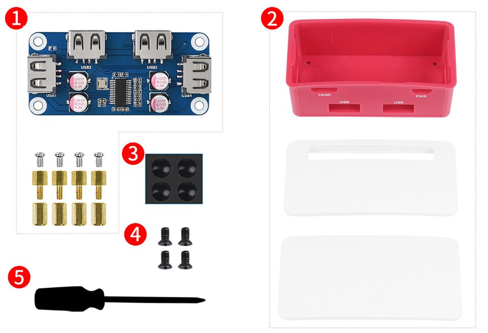 Ethernet usb hub moduuli laatikko abs kotelo raspberry pi zero 2 w /  zero w sarja , 1x rj45 ethernet portti 3x usb 2.0 porttia: Usb hub box