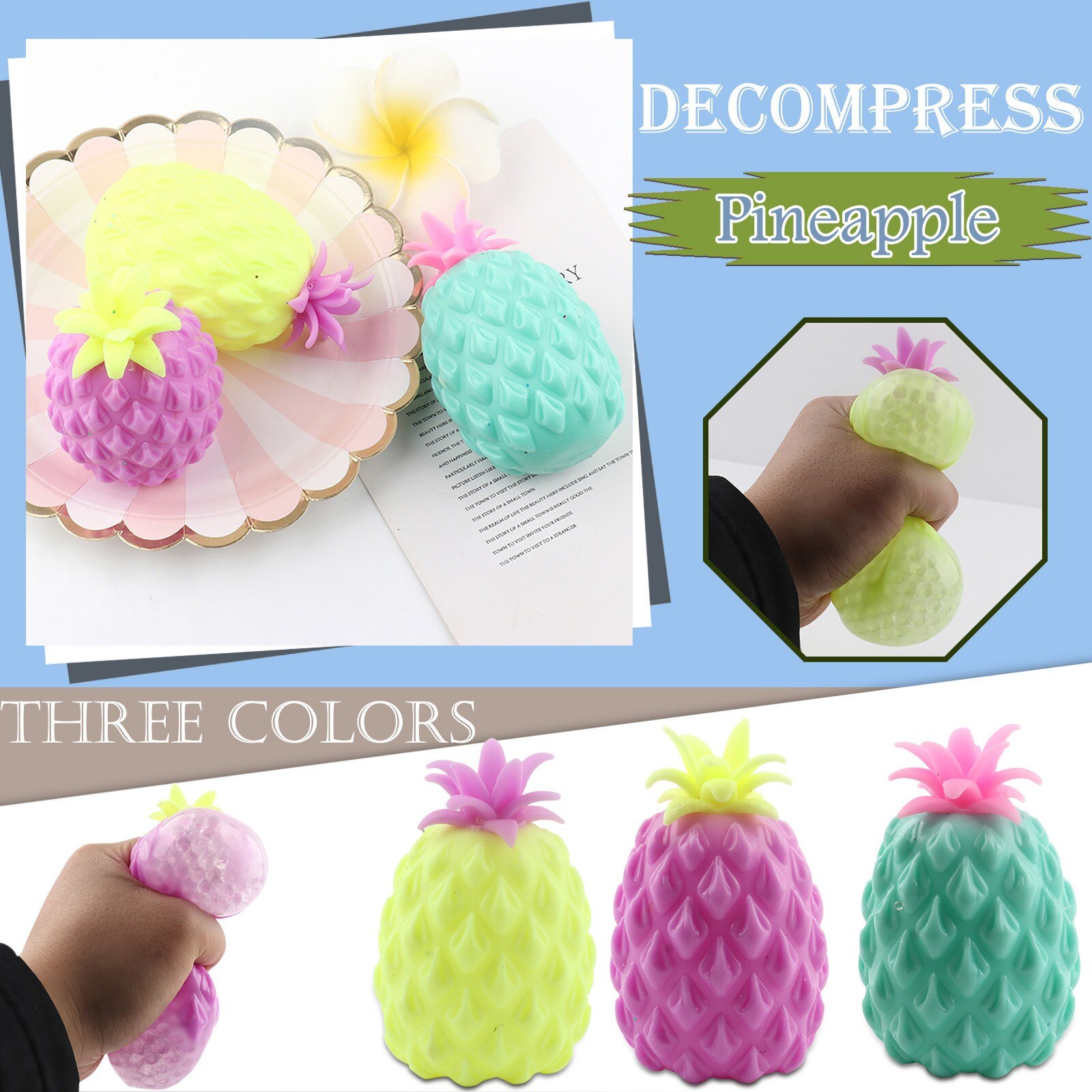 Novel Simulation Pineapple Decompression Toy Office Pressure Release Toy 50ml Funny Stress Relieves Fidget