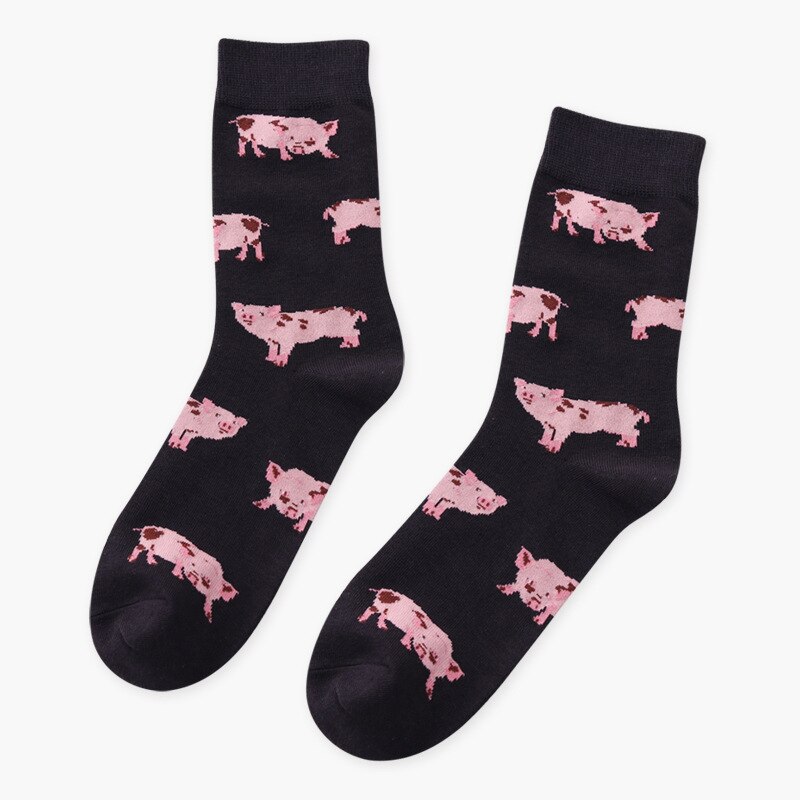 Novedad de , calcetines cortos Teckel Shiba Inu Tiger Beagle para mujer, bonitos calcetines de algodón con de Animal para mujer: Dark gray pig