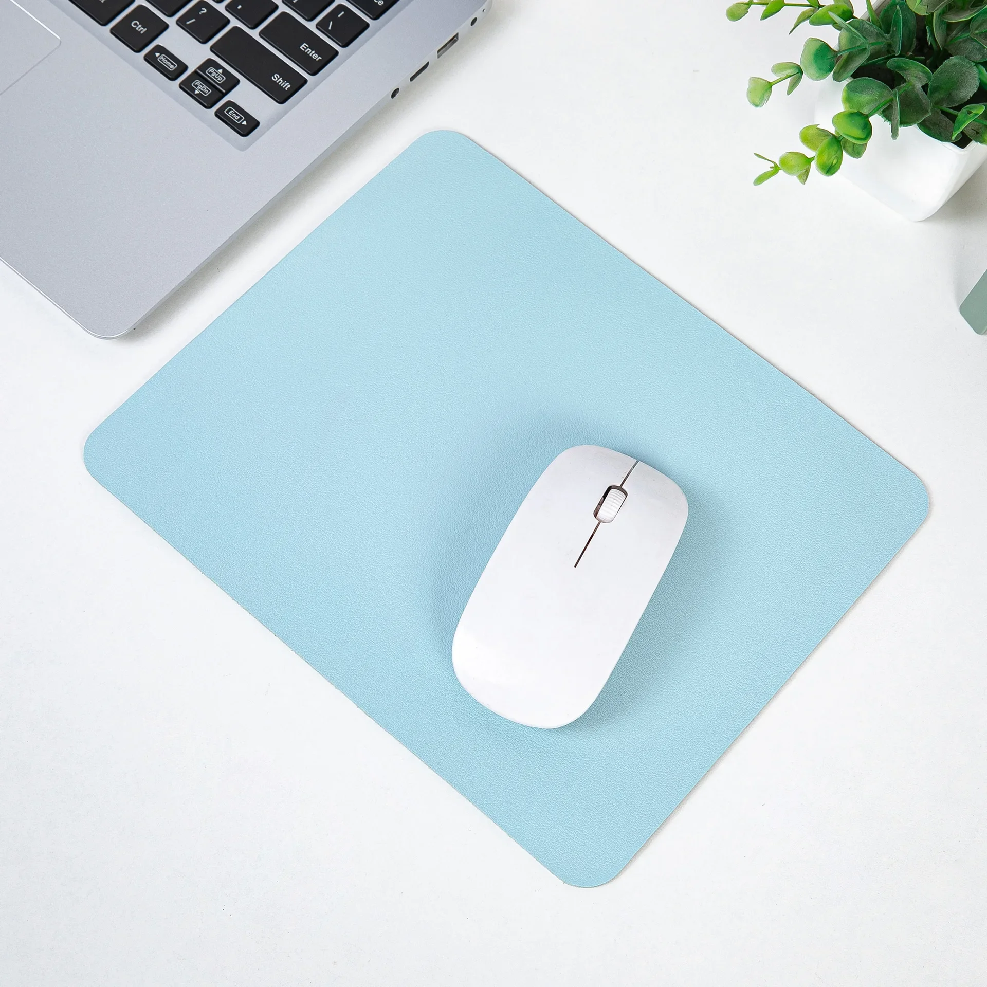Simple Solid Color PU Leather Mouse Mat Anti-slip Waterproof 23*19cm Mouse Pad School Supplies Office Accessories Desk Set: Coffee